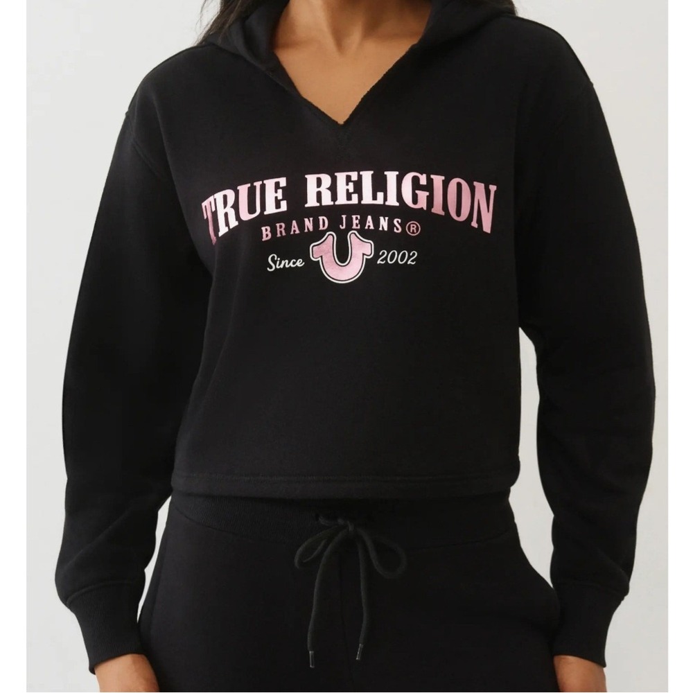 True Religion Notch Hoodie $124 MSRP Jet Black XXL